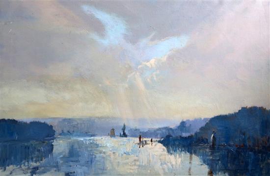 Anthony Flemming (b.1936) River landscape 20 x 30in.